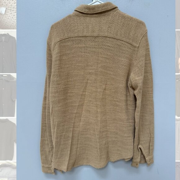 Sandro Tan Mesh Long Sleeve Shirt in Large - Picture 5 of 10